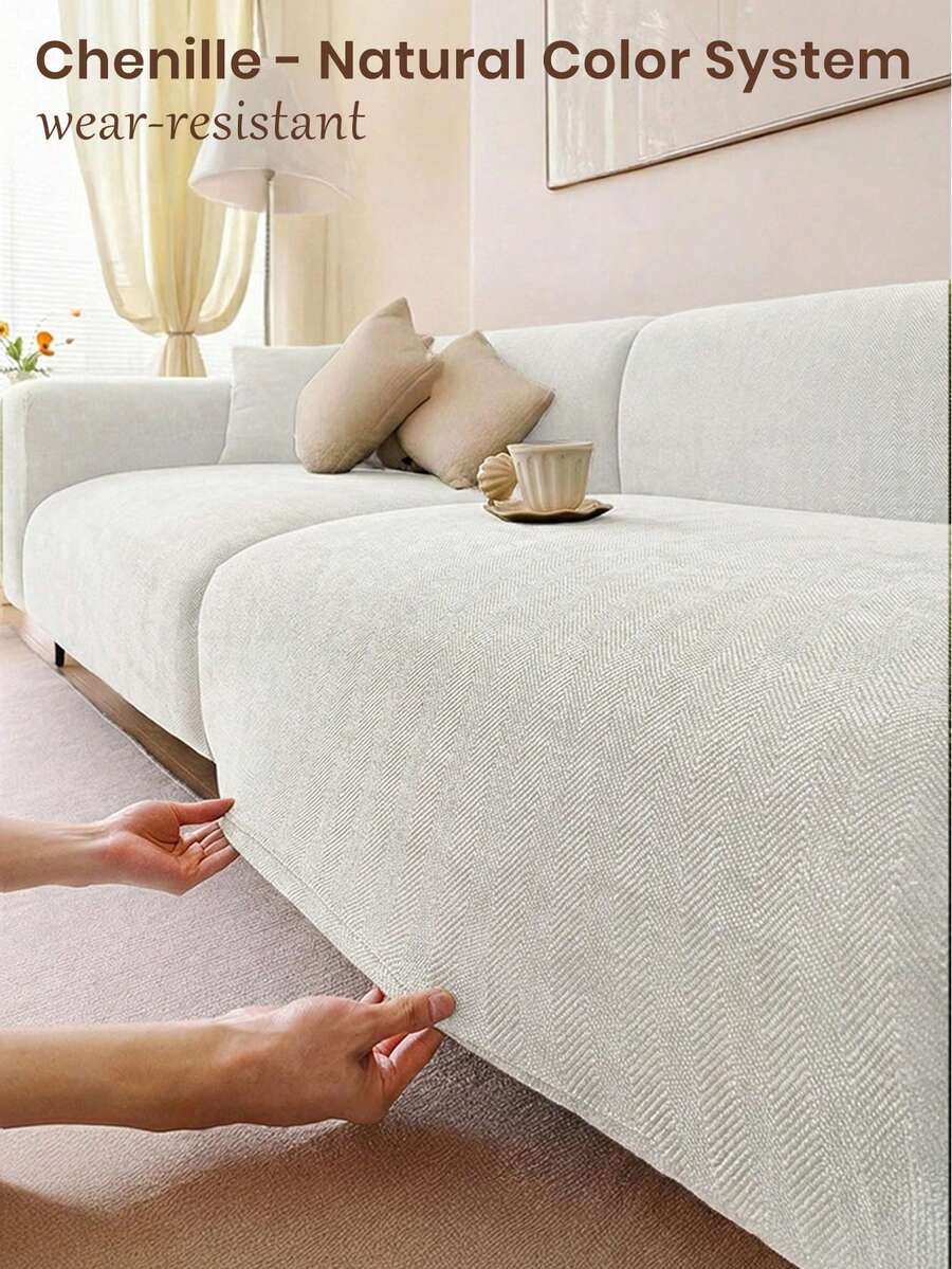 1件装弹力沙发套，提花沙发垫套，现代简约防滑沙发套，弹性防滑，纯白色，防尘防刮保护套，防宠物抓挠面料，适用于L型沙发、1/2/3/4人沙发，四季皆宜，适用于客厅、卧室、办公室，可机洗 - 白色 - 查看 1