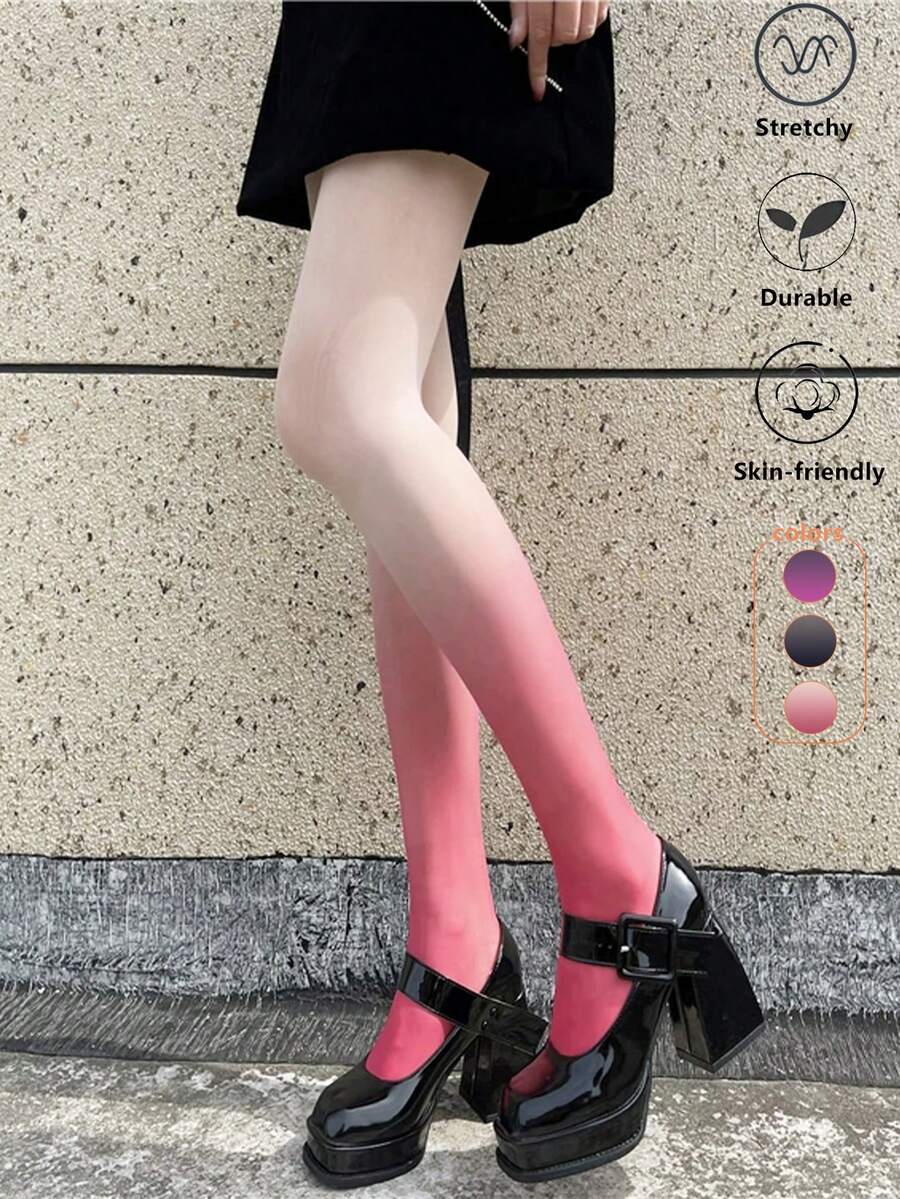 1 pieza Medias degradadas para mujer | Medias sexys estilo E-Girl Y2K | Estilo anime - Multicolor - Ver 1