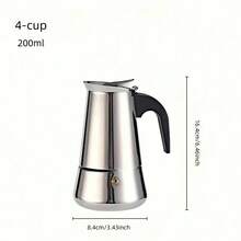 2/4/6/9/12 tazas Cafetera de Espresso de Acero Inoxidable, Cafetera Moka de 100-600ml para el hogar, la cocina, el camping - Plateado - Ver 12