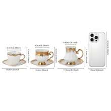 6件套咖啡杯碟套装，金边咖啡杯碟套装，陶瓷浓缩咖啡杯碟套装，小号卡布奇诺杯碟套装，瓷质双份浓缩咖啡杯套装，金边陶瓷土耳其咖啡杯，6件套茶杯套装，法压咖啡杯，摩卡咖啡杯，拿铁咖啡杯，白色 - 彩色 - 查看 6