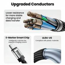 防缠绕 20cm 短款 USB-C 数据线 240W Type-C 转 Type-C 快充 磁吸编织线 兼容 15 16 17 妇女节礼物 生日 周年纪念日 - 黑色 20厘米 - 查看 6