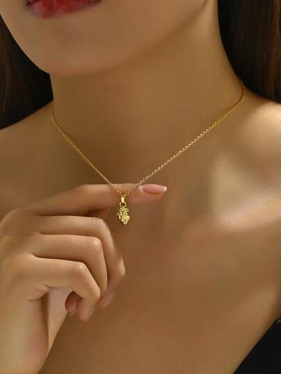 1件哥特式极简铜色解剖学心形吊坠项链，男女皆宜的哥特风格首饰