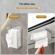 U-Shaped Large Opening Wave Pattern Tissue Box, Wallmount Bathroom Vanity Rust-Proof Tissue Holder For Home & Living Room - Transparent White - View 9
