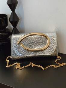 Women's Niche Design Handbag, Minimalist Personalized Versatile Crossbody Chain Shoulder Bag - Silver - View 1