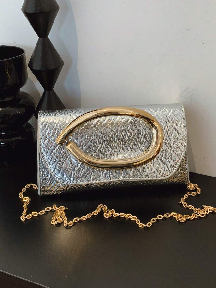 Women's Niche Design Handbag, Minimalist Personalized Versatile Crossbody Chain Shoulder Bag - Silver - View 1