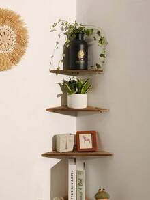 1pc/3pcs Corner Wall Shelf Plant Display Rack Floating Storage Shelf Boho Wall Mounted Organizer For Living Room Bedroom Kitchen Office Balcony Home Decor Small Space Plant Stand Bookshelf Picture Frame Holder Room Accent Decor Entryway Shelf Art - Multicolor - View 9