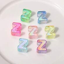 10件裝多色透明大孔壓克力字母珠，手工裝飾字母隔珠，適用於項鍊配件、DIY珠寶、手機鍊、珠寶製作、串珠及串珠用品 - 透明彩色 - 查看 25
