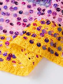 Chaleco de mujer de cuello halter de verano sin mangas con espalda abierta, con lentejuelas brillantes, blusas de punto para carnaval, fiestas y raves - Multicolor - Ver 9