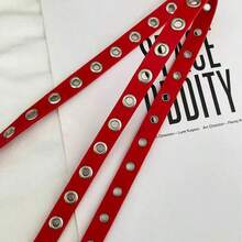 1条加长街头朋克风女士Y2K腰带，全孔金属孔眼PU皮革腰带，适合休闲、周末郊游、派对、音乐节、情人节、校园等场合。 - A - 查看 11