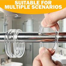 12pcs High Quality Flexible Plastic Shower Curtain Hooks - Transparent C-Shaped Rings, With Rotatable Design, Easily Slide On Shower Rod, Durable Bathroom Accessory, Shower Hooks - Multicolor - View 3