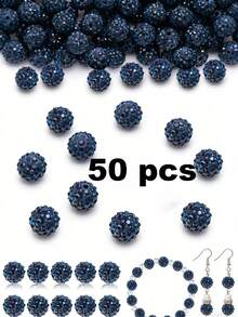 50/100/200颗 10毫米闪亮迪斯科球珠 - 闪亮黄色塑料珠，反光表面，适用于珠宝制作、DIY工艺品、项链和耳环配件、珠宝制作珠子、耳环组件、手工珠子 - 彩色 - 查看 31