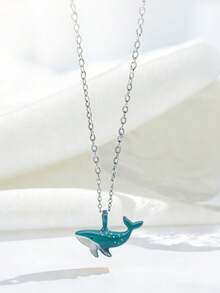 1pc Cute Delicate Metal Ocean Creature Fish School Pendant Necklace, Vacation Style Versatile Design For Women - Fish - View 10