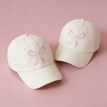 1pc Adjustable Baseball Cap With Pink Bow Embroidery - Sweet And Cute Style, Snap Closure, Perfect Gift For Women, Embroidered Baseball Cap - Bow Style - View 16