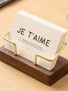 1 hộp đựng danh thiếp bằng gỗ sáng tạo, giá trưng bày danh thiếp văn phòng, hộp đựng danh thiếp - A - Xem 3