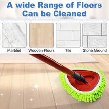 4 Pack Mop Head Replacement Compatiable With Ocedar EasyWring Mop,Mop Heads Refill For Easywring Spin Mop 1 Tank System - Microfiber Chenille, Easy To Replace,Deep Floor Cleaning And Machine Washable - Green - 查看 7