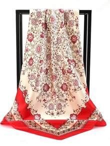 1pc Bandana Style Floral Print Scarf, Versatile Neck Wrap, Shawl - Multicolor - View 2