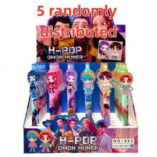 5支装 K-Pop 女团偶像中性按压式签名笔，学生文具签名笔，K-Pop 周边产品 [款式随机发货] - A - 查看 6