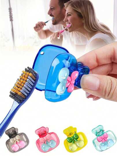 Cherry Pattern Travel Toothbrush With Brush Head Cover Protective Case, Suitable For Home And Travel, Toothbrush Holder, Travel Essential, Toothbrush Protector, Portable Plastic Toothbrush Box, Fits Most Manual And Electric Toothbrushes