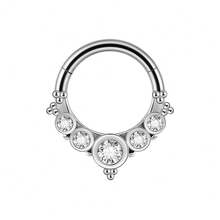 1PC Stainless Steel Skull Vine Septum Clicker Ring Heart Zirconia Nose Ear Tragus Cartilage Daith Helix Piercing Body Jewelry 16G - As Shown - View 19