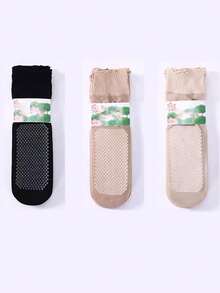 1/5/10/20/30 Pairs Lace Trim Silky Socks With Non-Slip Grip, Loose Fit Ankle Socks For Pregnant Women & Elderly - Multicolor - View 28