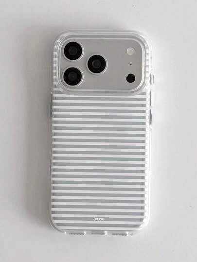 Retro Ripple Texture Brown & Blue Plaid Phone Case For IPhone 17 11 12 13 14 15 16 Pro Max Plus, Glossy Protective Cover, Autumn/Winter