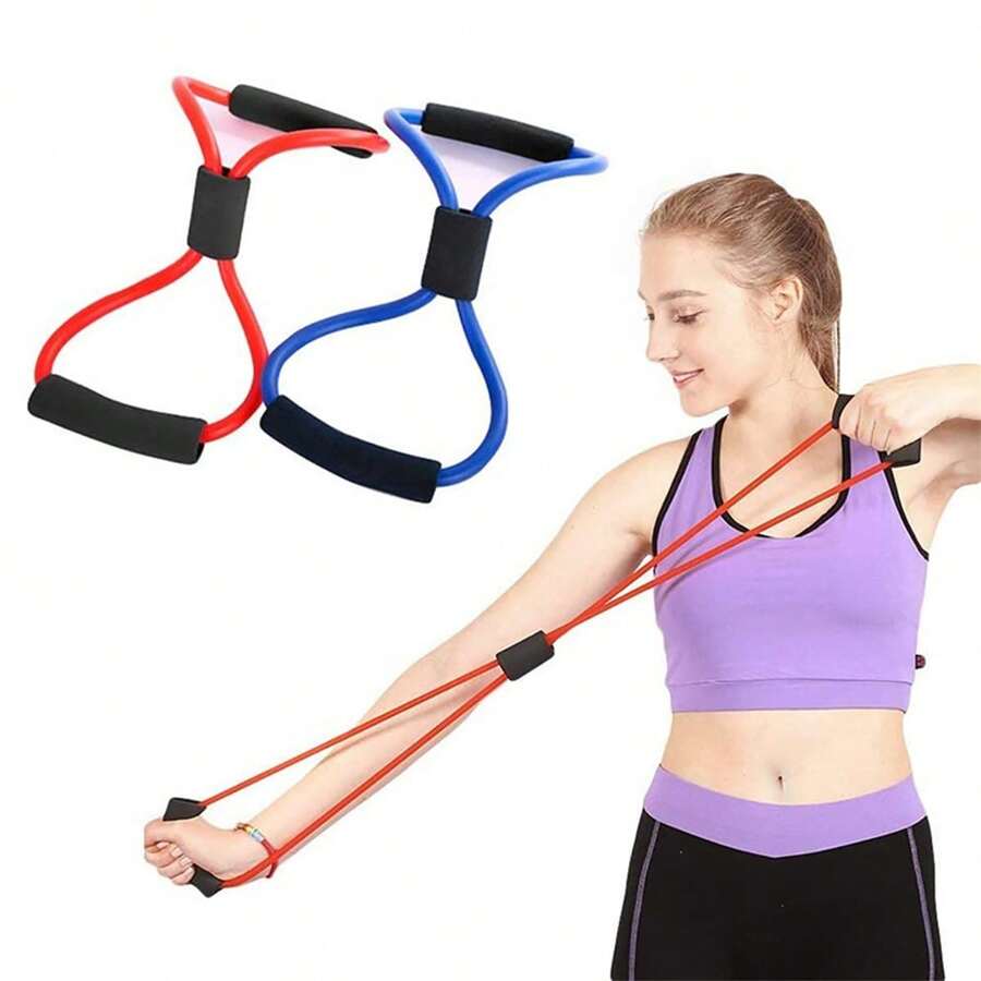 1pc Fitness Resistance Band, 8-Shaped Stretching Band, Home Workout Resistance Rope - Multicolor - View 1