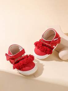 Zapatos de bebé de 0 a 1 año, de encaje, transpirables y de suela blanda - Rojo - Ver 2