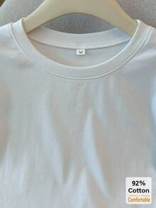 白色短袖T恤，印有英文字母，百搭露脐上衣，性感时尚 - 白色 - 查看 5