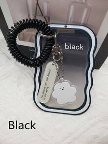 1pc Transparent Matte Style Soft Silicone Card Holder,Suitable For Student ID,Bus Card,Campus Card,HP Photo Paper,With Spring Keychain Hanging Pendant - Color - View 12