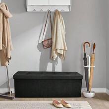 43'' Storage Ottoman Bench - Foldable Storage Chest & Footrest Seat - Black - View 4