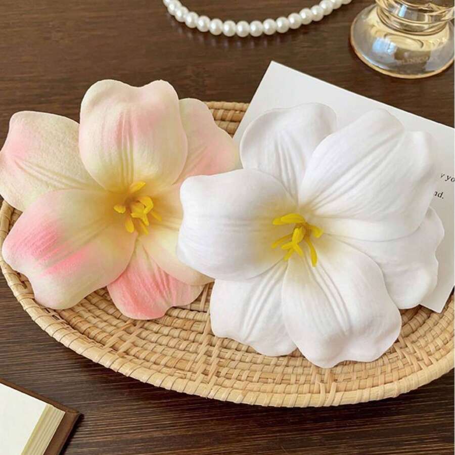 2pcs/Set Spring & Summer Bohemian Style Beige & Pink Faux Tulip Elegant Sweet Beach Holiday Headband Hair Clips - Multicolor - View 1