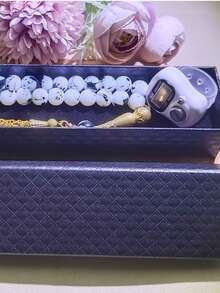 Esencial de Eid Mubarak | Juego de caja de regalo de lujo: 33 cuentas de oración de Ramadán + contador electrónico con forma de anillo, conteo manual y con presión de dedos, contador de oración con estilo árabe de Oriente Medio, esencial para la oración diaria - Contador LR41 - Ver 8