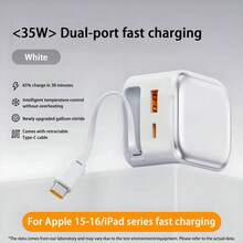 35W GaN 充电器，快充适配器，带 USB A+C 双端口，内置 Type-C 数据线，墙式充电器兼容 17/16/15，充电套装 - 美規A型插(110-127V) - 查看 11