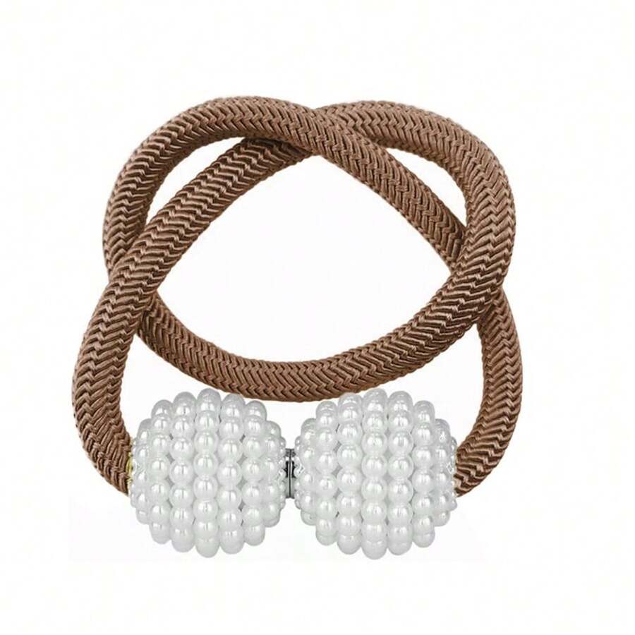 Magnetic Curtain Tiebacks Tie Backs Buckle Clips Holdbacks Ball For Curtain - 棕色1件 - 查看 1