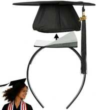 GIURKUU Dây đeo mũ tốt nghiệp 2026, Dây đeo mũ tốt nghiệp, Dây đeo mũ tốt nghiệp chống trượt, Phụ kiện mũ tốt nghiệp, Dây đeo mũ tốt nghiệp chống trượt cho tóc xoăn, Phụ kiện băng đô mũ tốt nghiệp - băng đô đen - Xem 3