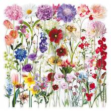 50张透明复古花卉美学贴纸，防水贴纸，适用于笔记本电脑、滑板、水瓶、笔记本等。剪贴簿用品文具趣味贴纸，Kindle适用。 - c - 查看 4