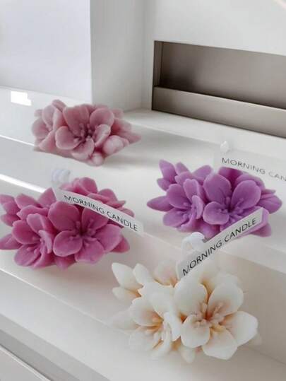 1pc 4-Flower Peach Blossom Scented Candle Silicone Mold DIY Plaster Fragrance Stone Home Decor Silicone Mold