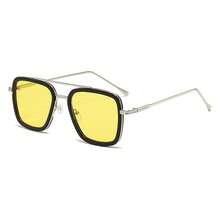 Tony Stark  Vintage Square Metal Frame Eyeglasses For Men Women -  And Edith - C7-silver Frame-yellow Film - View 8