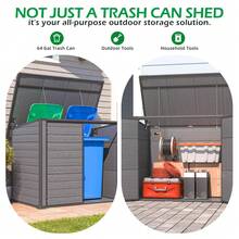 YODOLLA Garden Storage Box Shed, Storage Cabinet Outdoor With Lockable Openable Lid, Weatherproof Plastic Small Shed For Garden Patio Balcony - Grey - 156x98x127cm - View 5