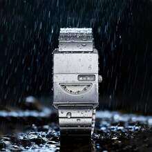 男士奢华方形表壳石英表，蝴蝶扣表带，简约小表盘 - 均碼 - 查看 11