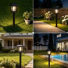 24/12PCS Solar Pathway Lights Outdoor, Black/Brown Upgraded LED Waterproof Solar Lights Outdoor, Up To 12Hrs, Auto On/Off, Garden Decor For Yard, Driveway, Walkway, Warm White - Solar Pathway Lights Outdoor - 查看 4