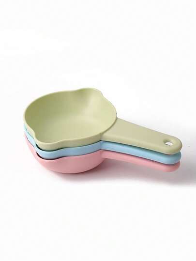 1 pieza Cuchara para comida de mascotas de plástico con orificio para colgar, almacenamiento conveniente para gatos y perros