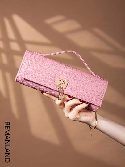 REMANLAND Fashionable Shiny Crocodile Pattern Handbag, Luxury Ladies' New Party Clutch, Exquisite Long Evening Bag With Metal Pendant, Suitable For Pairing With Glamorous Party Dresses, Ideal For Summer Parties, Gatherings, Galas, Weddings