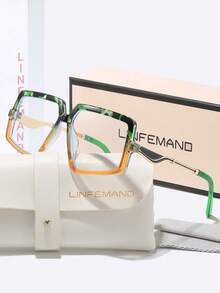 LINFEMAND渐变透明眼镜，方形镜框修饰脸型，金属镜腿提升品质，百搭时尚，适合办公和通勤佩戴。 - 無色 - 查看 6