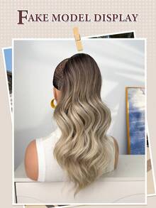 18 Inch Ombre Brown Wavy Heat-Resistant Synthetic Fiber Ponytail Hair Extension, Suitable For Women's Party And Daily Use - Rust Brown - View 7