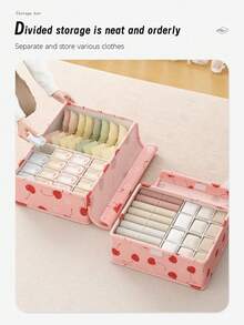 1 Stück rosa Unterwäsche Aufbewahrungsbox, Oxford Stoff Schubladenorganizer Box für BHs, Höschen, Socken, Haushaltsgegenstände mit Deckel, Aufbewahrungsorganizer, Reiseessentiell - Pink - Übersicht 2