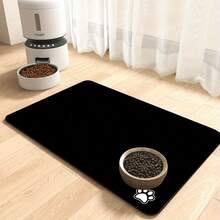 1pc Solid Color Multicolor Pet Feeding Mat, Cat Dog Food Mat, Prevent Food Spill And Protect Floor, Can Be Used As Dog Bowl Pad, Pet Accessories, Rich Color Options Including Neutral, Warm And Cool Tones To Suit Different Home Decor Styles And Personal Preferences. - Black and White - View 15