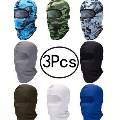 3pcs Men's Ski Mask Balaclava, Breathable Full Face Mask For Outdoor Use