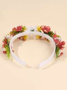 1pc Girls Red Floral & Ladybug Headband, Fabric Flowers & Foliage Hairband, Vibrant & Whimsical Hair Accessory For Spring, Garden Parties & Outdoor Events - Multicolor - View 7