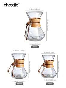 choxila 1 pieza Cafetera de vidrio para verter, cafetera de vidrio con marco de madera moderna - Cafetera - Ver 6